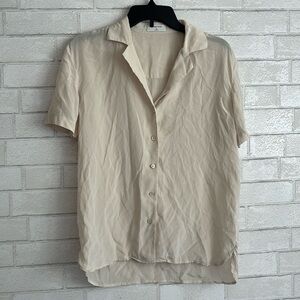 Aritzia Babaton Silk Button Front Collared Blouse